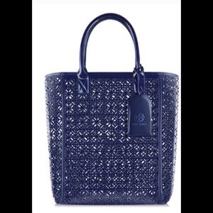 Tory Burch tote navy patent